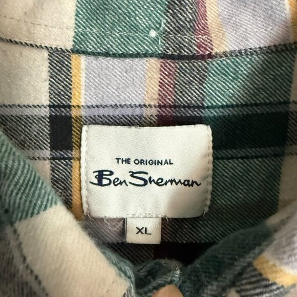 Ben Sherman Shirt Mens XL Plaid Long Sleeve Button Down Multicolor Preppy - Picture 3 of 7